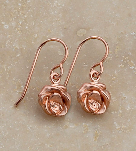 eco friendly Little Rose Earrings in Rose, Reclaimed Sterling Silver, Rose Gold